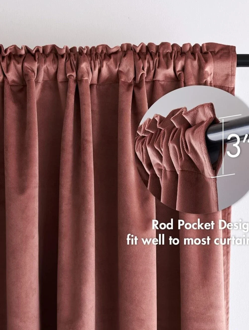 MIULEE 100% Blackout Velvet Curtains Dusty Rose Pink 108